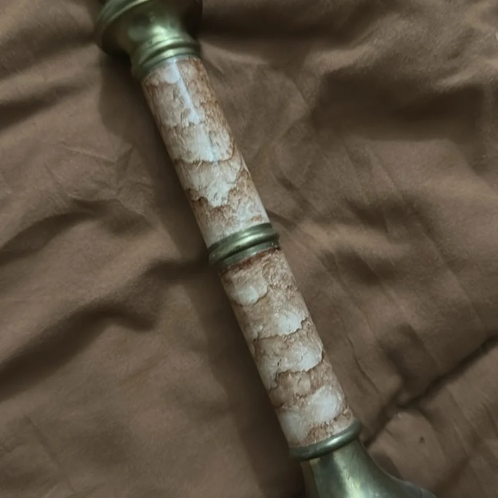 Elegant Brass and Pink Marble Print Candle Holder